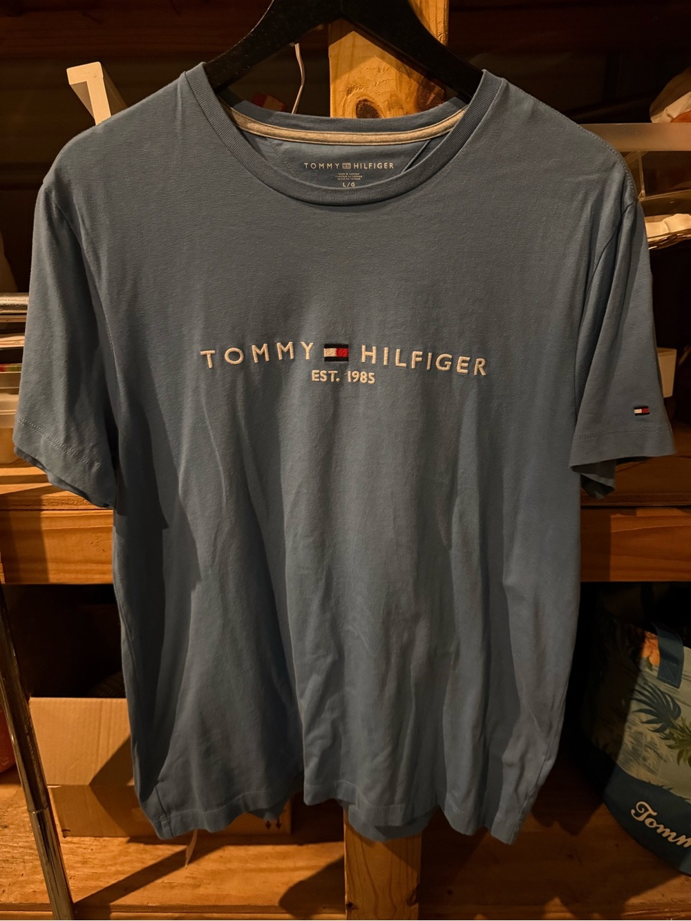 Tommy Hilfiger Light Blue Embroidered Logo Short Sleeve Tee